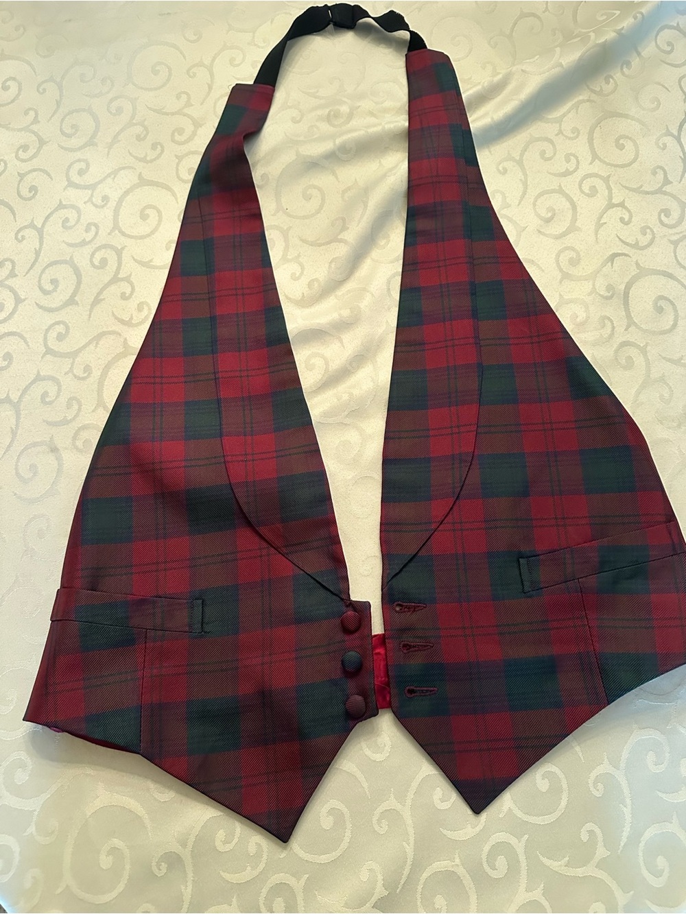 Plaid Red & Green Men's Waistcoat Vest